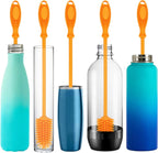 12.5" Silicone Bottle Brush & Straw Cleaner Brush Set | Water Bottle Cleaner for Hydro Flasks, Tumblers, Glassware, Vases and Narrow Neck Containers