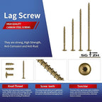 #14 x 3 Inch Lag Screws (440Pcs) 10lb. Structural Wood Screw, Bronze, Carbon Steel, Washer Head, Rust Resistant epoxy Coated, T30 Star Bit