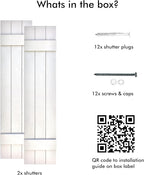 Board & Batten Vinyl Shutters (1 Pair) | 11"x47" (3-Board) - Dover White/Paintable | Exterior Window Shutters | Includes Mounting Hardware | Simple Installation | Made in USA