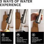 WEWE Kitchen Faucet with Pull Down Sprayer, Brushed Nickel Kitchen Sink Faucet Fits 1 or 3-Hole Kitchen Sinks, Single Handle Premium Stainless Steel, Suitable for RV, Farmhouse, Bar (Set of 2)