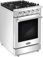 COSMO COS-EPGR244 24 in. Haven Collection 3.73 cu. ft. Gas Range with 4 Sealed Burners, Cast Iron Grates, Convection Oven, Stainless Steel