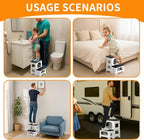 2 Step Stool Foldable, Non-Slip Steps, Folding Step Stool for Adults & Kids, Plastic Stool Pool Ladder, Collapsible Stools 2 Step Ladder for Kitchen Toilet Bedroom Office RV, Holds 330 lbs