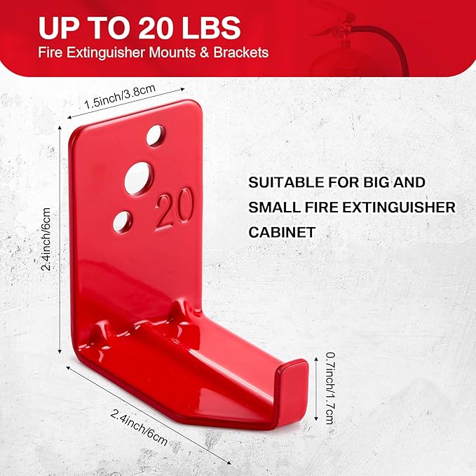 Queekay 20 Pack Fire Extinguisher Mount Universal Bracket 5 to 40 lb Fire Extinguisher Holder Wall Hook Hanger(Novelty Style)