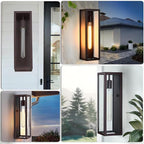 Brown Large Exterior Lighting Fixtures 2Pack, 16'' Waterproof Front Porch Lights Outdoor Wall Sconces, Outdoor Garage Lighting Fixtures Wall Mount for House Coach Carriage Lights Exterior