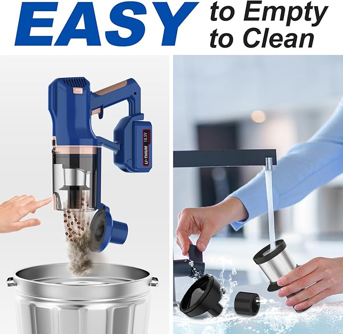 Cordless Vacuum Cleaner for Home, 45Kpa 300W 60Mins Stick Vacuum Cleaner with Touch Screen, 8-in-1 Rechargeable Battery Cordless Vacuum, LED Lightweight Vacuum for Pet Hair Carpet Hardwood Floors