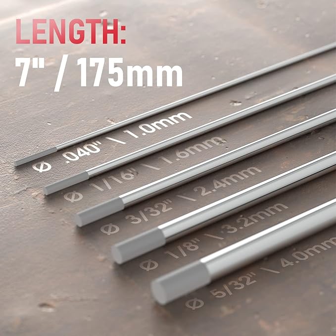 YESWELDER TIG Welding Tungsten Electrode 2% Ceriated .040" x 7" (Gray, WC20/EWCe-2) 10-pk