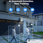 4MP Dual Lens Home Security Camera System Wireless, Security Cameras Wireless Outdoor 24/7 Record, Auto Tracking, 5G & 2.4G WiFi, Night Vision, 2-Way Audio, 360° PTZ, 10CH 4K NVR 500GB No Subscription