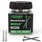 Wood Screws 3 Inch, FIXLINK Deck Screws #10 x 3, 310 PCS, Epoxy Coated, T25 Star Bit Above 1500 Hour Salt Spray Coating Outdoor Decking Screws Excellent Rust Resistant for Wood Fence, Green