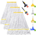 KeFanta 3 Pack Heavy Duty Commercial Mop Head Replacement,Looped End String Cotton Mop Heads,Industrial Wet Mops Refill for Floor Cleaning
