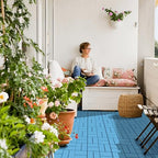 Goovilla Plastic Interlocking Deck Tiles, 27 Pack Outdoor Patio Flooring, 12"x12" Interlocking Decking Tile Outdoor All Weather Use, Waterproof Patio Pavers for Pool Balcony Backyard Porch, Blue