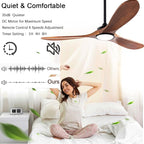 42" Wood Ceiling Fans with Lights and Remote Control,Indoor Outdoor 3 Blades Wooden Ceiling Fan for Garage,Patio,Living Rooms,Bedrooms,Offices,Farmhouse(Black+Dark Walnut)