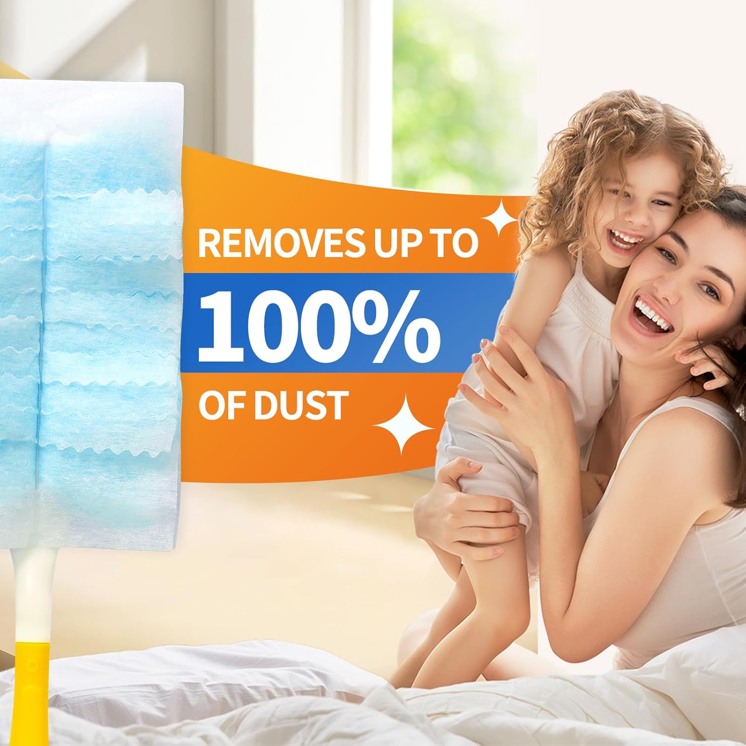 60 Count Electrostatic Duster Refills Compatible with Swiffer Duster, Multi-Surface Dusting Refills, Microfibre Dusters for Cleaning, Unscented