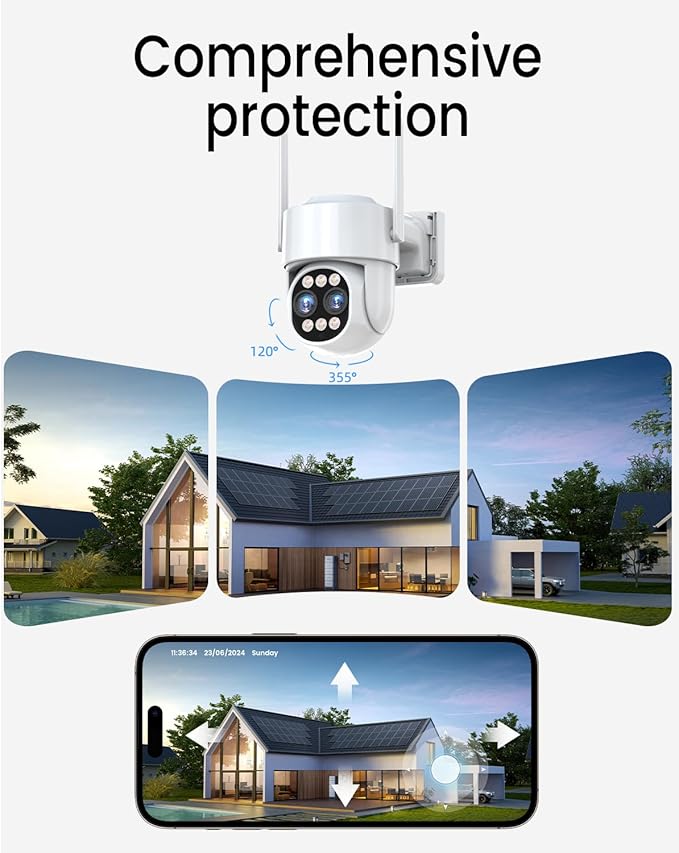 [Dual Lens 4MP+4MP & 10X Zoom] Security Camera System Outdoor Wireless with Auto Tracking, 4K Indoor Home Video Surveillance CCTV 10 CH with 1TB, 100ft Color Night Vision Weatherproof
