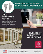 Iron Forge Cable Gray Outdoor Extension Cord 10 ft, 16/3 SJTW 10 Foot Grey 3 Prong Extension Cord Outdoor & Indoor, Weatherproof 13 Amp Heavy Duty Power Cable