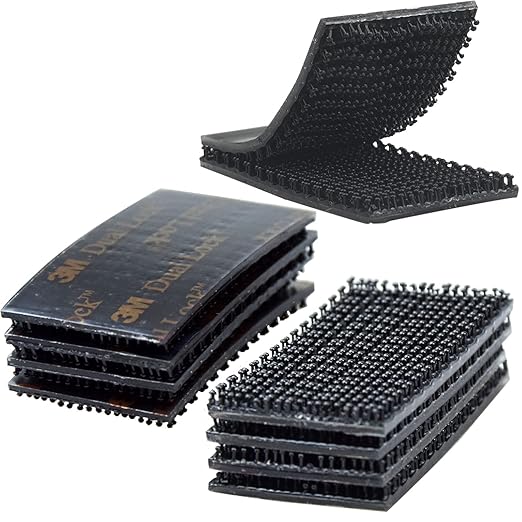 Dual Lock Fastener 1in x 2in 8pcs Reclosable Interlocking Tape Heavy Duty, EZ Pass Holder Adhesive Hook Lock Sticky Back Mushroom Mounting Tape Black Color for Indoor and Outdoor