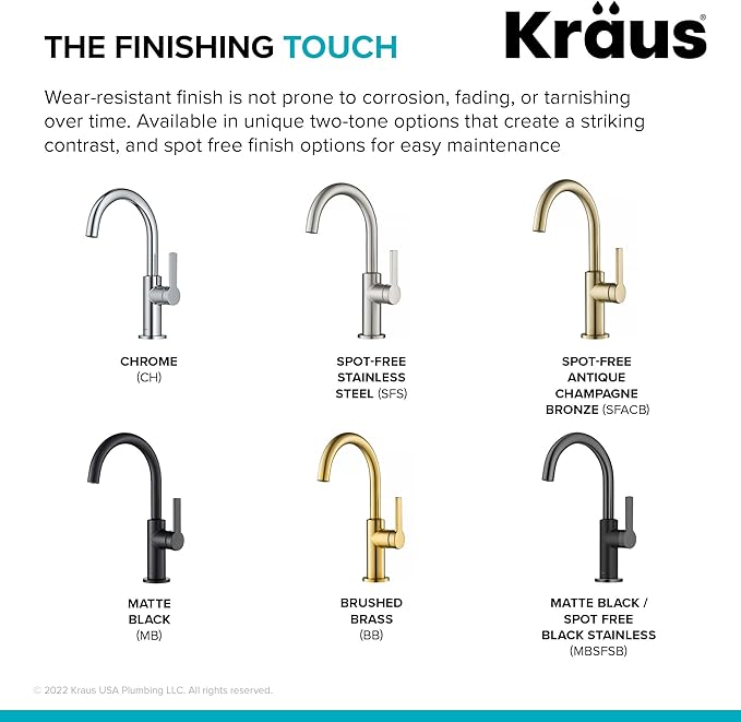 Kraus Oletto Single Handle Kitchen Bar Faucet in Matte Black/Spot Free Black Stainless Steel, Kitchen Sink Faucets, KPF-2822MBSFSB