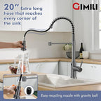 GIMILI Black Stainless Touchless Kitchen Faucet Motion Sensor Kitchen Faucets with Pull Down Sprayer Single Handle Kitchen Sink Faucet