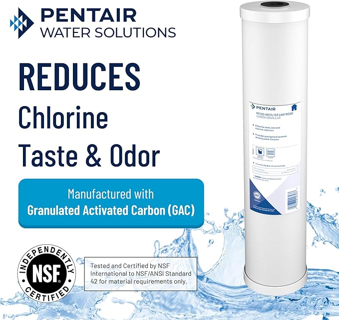 Pentair Pentek RFC-93 Carbon Water Filter, 10-Inch, Under Sink Radial Flow Carbon Replacement Cartridge with Granular Activated (GAC) Filter, 10" x 2.5", 25 Micron