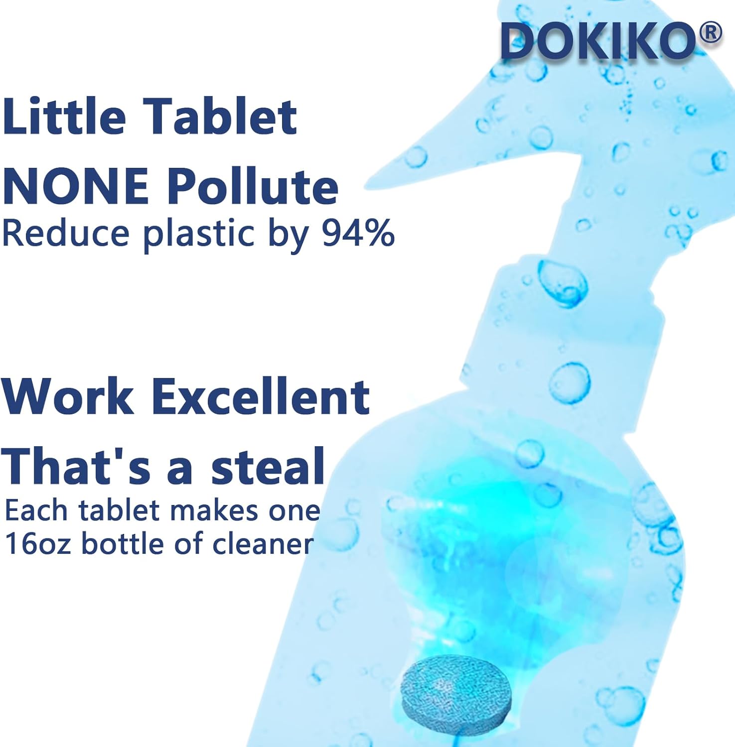 Glass Cleaner Refill Tablets - 50 Concentrated Multi-Surface Cleaning Tablets, 1 Pack Makes 50 * 16 fl oz Spray for Windows, Mirrors, Windshields & More
