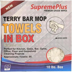 White Terry Bar Mop Towels 80 Pcs (Approx)- 100% Cotton Ultra-Absorbent Cleaning Rags, Perfect Washable Kitchen Rags for Bars, Restaurants & Home - Multipurpose (10 lbs. Compressed Box)