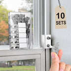 Window Locks,10 Sets Sliding Window Locks with Key, Window Locks for Up and Down Windows,Easy to Install Vertical & Horizontal Window Security Locks,Adjustable Aluminum Window Stopper Lock(Silver)