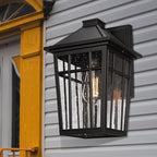 Darkaway Outdoor Sconce Lights Wall Light Fixtures, 14inch Large Porch Light Outdoor Wall Anti-Rust Waterproof Aluminum with Glass Exterior Light Fixture for Patio Yard Doorway Garage (Large, Black)