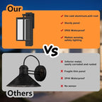 Dusk to Dawn Outdoor Wall Light with Built-in LED, 3 Adjustable Modes, All Aluminum Waterproof IP65 - Exterior Light Fixture for Porch, Garage, Front Door, House