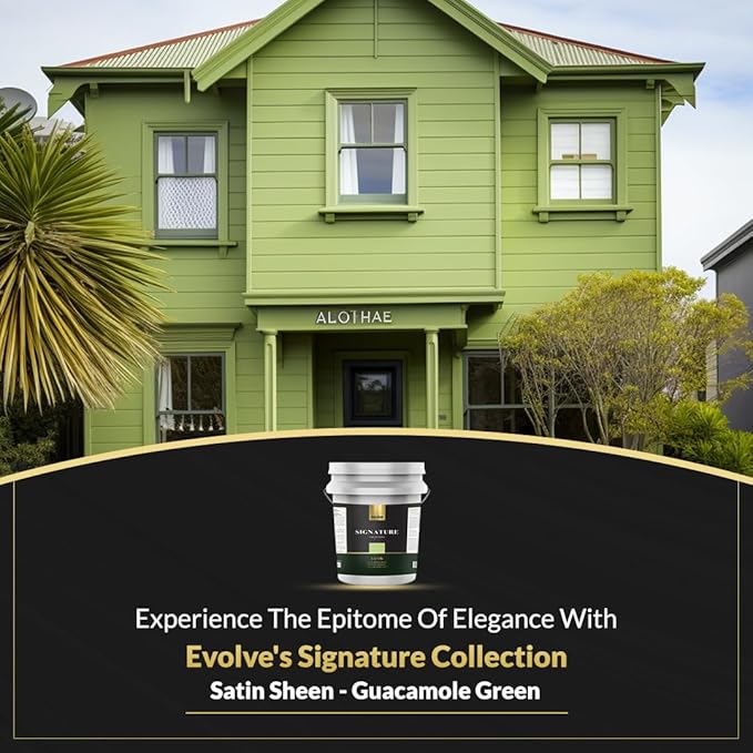 EVOLVE Signature Paint & Primer: Luxury Paint & Primer for Indoor & Outdoor Surfaces, Minimal Odor, Satin Sheen (Guacamole Green, 5 Gallon)