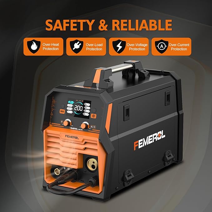 200A MIG Welder,4 in 1 Gas MIG/Gasless Flux Core/Stick/Lift TIG Multi-process Welding Machine Large LED Display 110V/220V Multi Welder