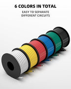 NAOEVO 10 Gauge Wire 180ft, 10 AWG Wire 6 Colors 30ft Each Spool, Flexible Silicone Tinned Copper Electrical Cable, Wiring kit for Breadboard/Automotive/DIY/Battery, 200℃