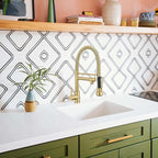 Fapully Commercial Pull Down Kitchen Faucets with Sprayer,Single Handle Spring Brushed Gold Kitchen Sink Faucet