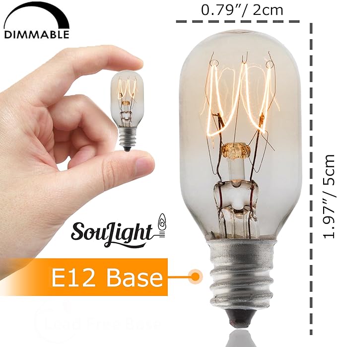Salt Lamp Bulb -15 Watt Replacement Bulbs for Himalayan Salt Lamp & Baskets, Scentsy Plug-in & Wax Warmers, Night Lights. T20 E12 Socket with Candelabra Base, Clear, 8 Pack