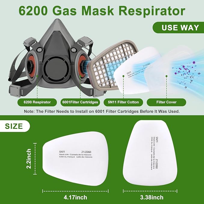 40PCS 5N11 Respirator Filter Cotton, Replacement Particulate Filter Cotton for 6200, 6502, 7502, 6800, and FF402 Series Respirator Mask, Respirator Filter Against Dust, Paint, Spray
