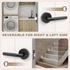 6 Pack Black Lever Door Handle, Passage Interior Door Lever for Closet and Hall, Reversible Knurled Handle Without Lock