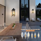 tewei 26in Large Size Dusk to Dawn Outdoor Wall Lights, Matte Black Exterior Lighting Fixtures, Modern Outdoor Porch Lights for House with Clear Shade, Outdoor Wall Sconce Light for Garage(1 Pack)