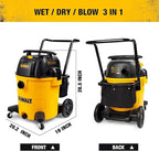 DEWALT DXV16PA 16 Gallon Poly Wet/Dry Vac/Acc, 6.5HP Shop Vacuum Wet/Dry for Jobsite/Workshop, Yellow