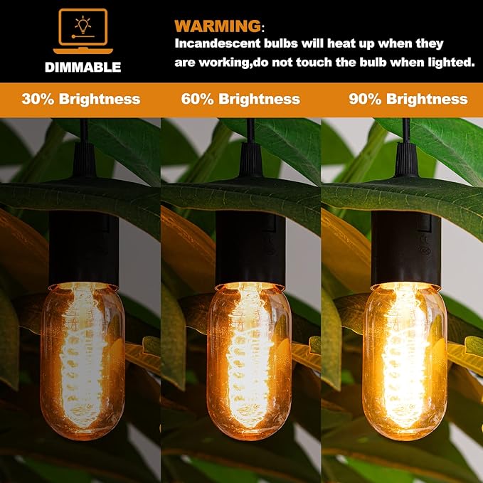 Edison Bulbs,4-Pack Vingtage Filament Light Bulb,T45 2700K Warm Light 40 Watt,110V-130V E26/E27 Base Dimmable Decorative Antique Screw Light Bulbs for Home Lighting Fixtures