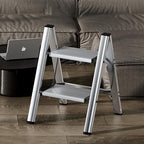 HillhutApex 2 Step Stool, Aluminum Foldable Step Ladder, Lightweight Stable Stool with Wide Non-Slip Pedals, 330lbs Bearing Capacity Ladder for Office,Home,Kitchen - Silver