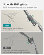 SONGMICS Clothes Drying Rack, Metal Laundry Drying Rack, Foldable, Space-Saving, Free-Standing Airer, with 2 Gullwings, Indoor Outdoor Use, Bed Linen Clothing, Gray ULLR540G01