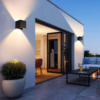 2 Pcs G9 Outdoor Wall Lights Exterior/Interior Wall Sconces Up and Down Lights IP65 Waterproof Modern Outdoor Lighting Square Aluminum Black 3000K Warm Lights Replaceable bulb, Adjustable Light Angle