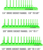 OEMTOOLS 22233 Tool Storage Organizer for SAE and Metric Socket, 6PC Socket Organizers for 1/4", 3/8", and 1/2" Drive Sockets, Optimize Toolbox Organization