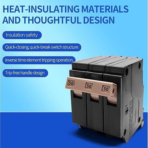 C350 3-Pole 50-Amp Circuit Breaker, Type C3/4-Inch Plug-On Molded Case Circuit Breaker, Thermal Magnetic Protection, 10 KAIC, 120/240V, Fit for Load Centers