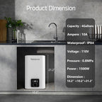 4 Gallon Electric Mini Tank Water Heater, 110V 1500W Point of Use On Demand Under Sink Instant Hot Water Heater for Home Kichen Bathroom