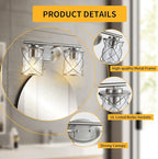 Mavcadonf Modern Vanity Lights - 2 Lights Over Mirror, Brushed Nickel with Cage Shade, Bathroom & Bedroom Wall Lamp