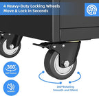 Metal Garage Storage Cabinet with 2 Drawers and 2 Adjustable Shelves, Rolling Tool Storage Cabinet with Wheels and Locking Doors for Garage, Warehouse, Assembly Required, Black