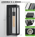 15.3" Large Motion Sensor Outdoor Wall Lights 2Pack, Dusk to Dawn Porch Lights Outdoor Wall Sconces,3 Lighting Modes Black Exterior Lighting Fixtures, Outside Lanterns for House Garage,None-Bulb