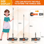 Chabatree Window Squeegee Cleaner Set 2-in-1 Window Cleaning Tool with Extendable Pole, Window Cleaning kit with Bendable Head for Indoor & Outdoor Glass for Car Indoor Outdoor High Windows（Kit2.0）