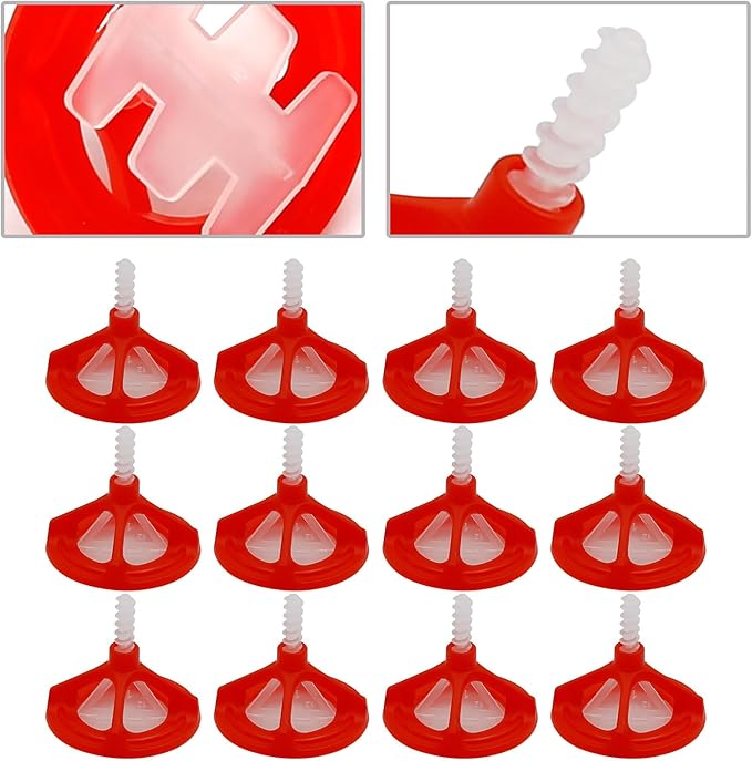 1/8 Tile Leveling System Tile Spacers Leveling System Tile Anti-Loosening and Spacing System Kit (1/8"-300pcs White Base + 100pcs Red Cap)