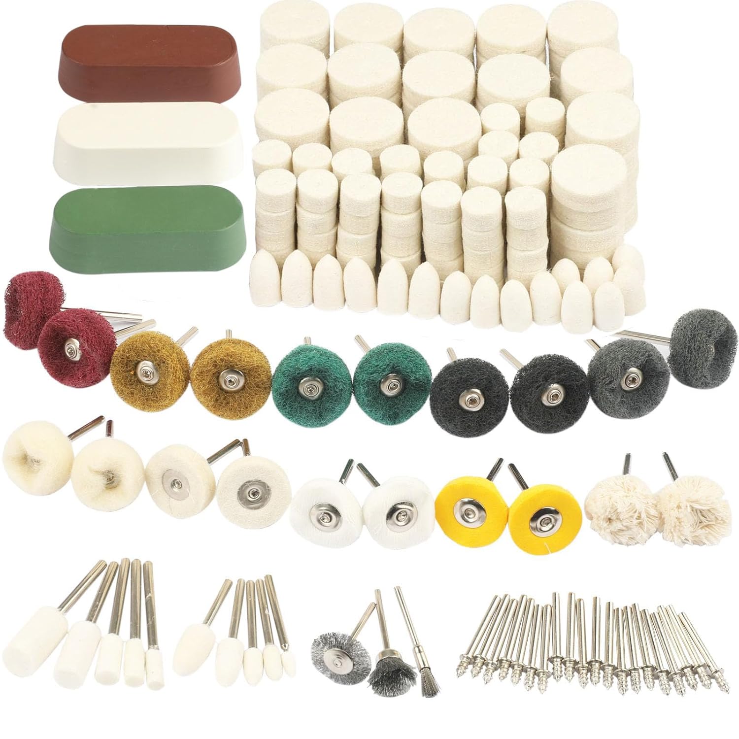 246PCS Polishing Buffing Wheel Polishing Kit for Dremel, Felt Wool Pad Set with Polish Compound, Wheel Grinding Head Point & Mandrel Kit Accessories Tools with 1/8" Shank for Jewelry Metal Polishing
