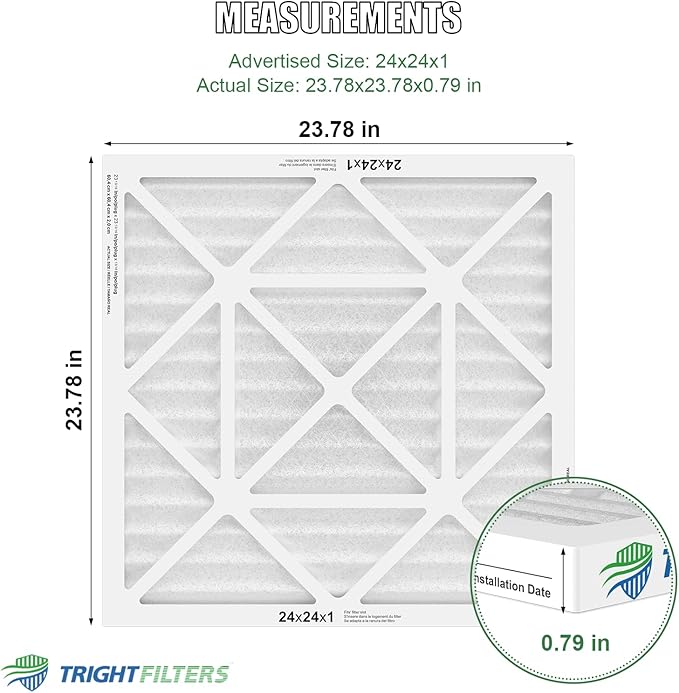 24x24x1 Air Filter 4 Pack, MERV 8 Pleated Dust Defense Air Filters Replacement Air Conditioner HVAC AC Furnace Filter, Durable and Lightweight